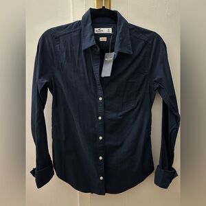 Hollister Women's Navy Button-Down Shirt